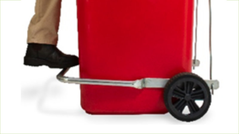 Foot pedal operated wheelie bin