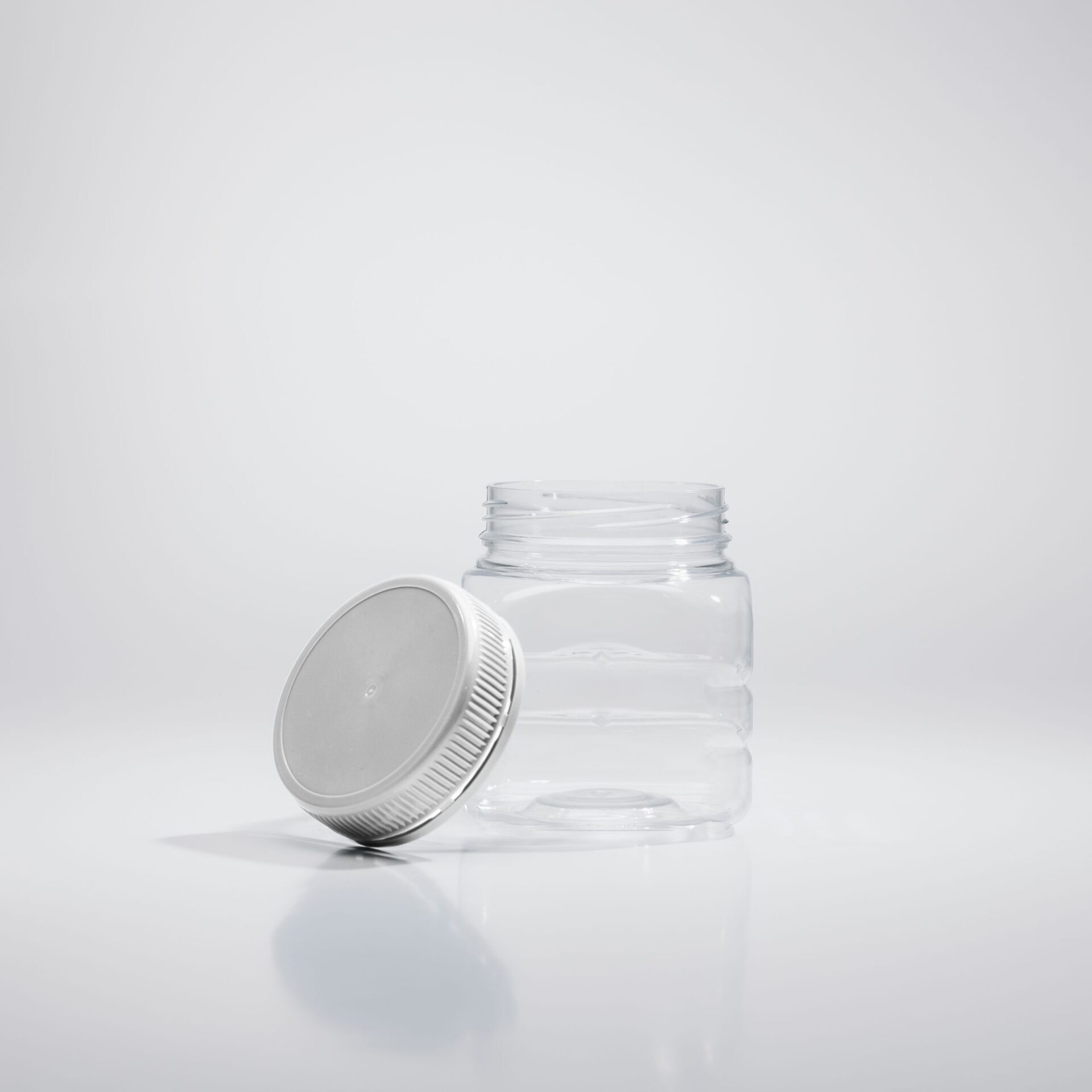 450ml Ribbed Clear Square Jar