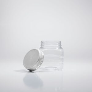 450ml Ribbed Clear Square Jar