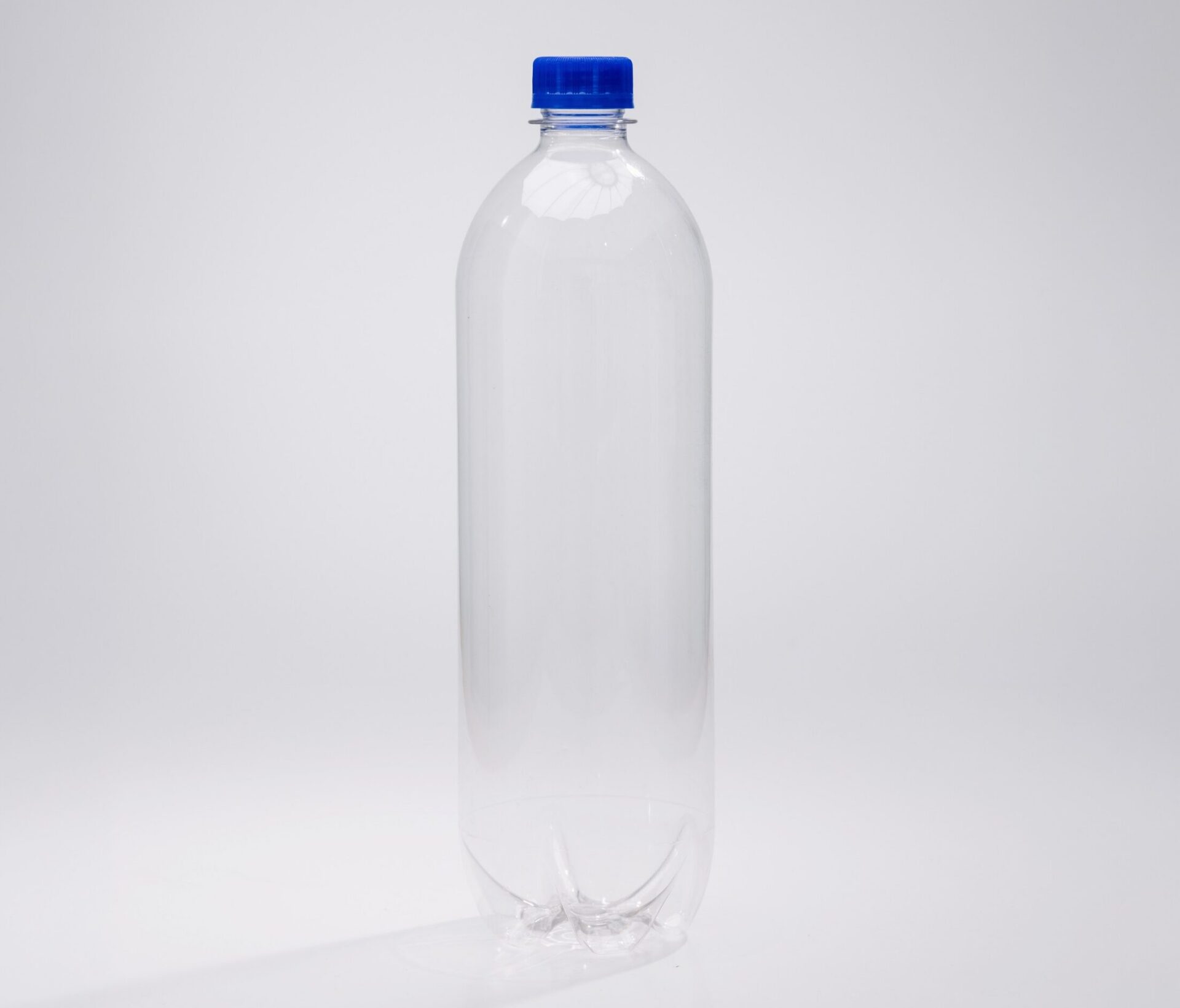 1L Clear PET Water Bottle with Blue Screw Top Closure